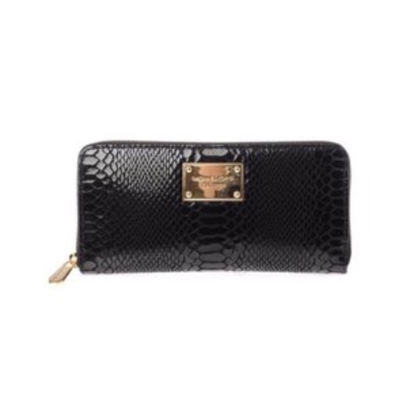 Michael Kors Handbags - Michael Kors Continental Black Python Wallet